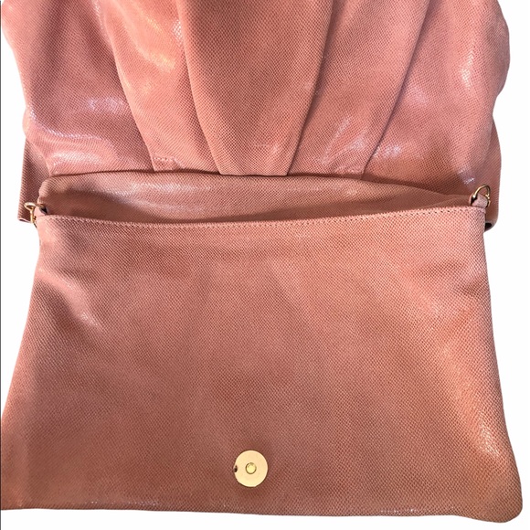 RED Valentino Shimmery Dusty Pink Bow Clutch Crossbody Bag With Gold Chain Strap - Picture 3 of 16